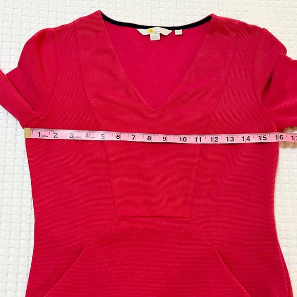 Boden Bronte Ottoman Dress Pockets Ribbed V-neck Knee Length Red Women’s Sz US4R - Picture 8 of 10